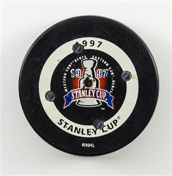 Scarce 1997 Stanley Cup Finals FoxTrax Game-Used NHL Puck