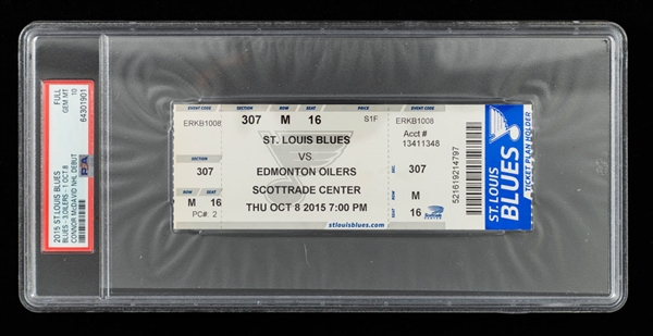 Connor McDavid October 8, 2015 Edmonton Oilers NHL Debut Full Ticket PSA GEM MT 10 – Population 9
