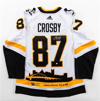 Sidney Crosbys Signed Pittsburgh Penguins "Skyline" Limited-Edition Jersey #24/87 with COA