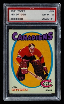 1971-72 Topps Hockey Card #45 HOFer Ken Dryden Rookie - Graded PSA 8