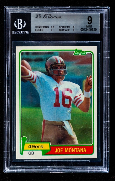 1981 Topps Football Card #216 HOFer Joe Montana Rookie - Graded BGS 9