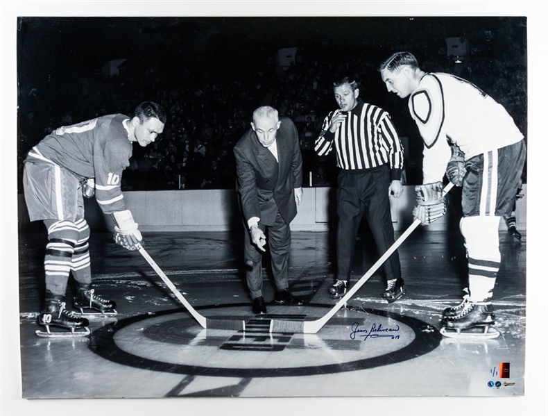 Deceased HOFer Jean Beliveau Signed Oversized Limited-Edition #1/1 Photos with LOA (2) 