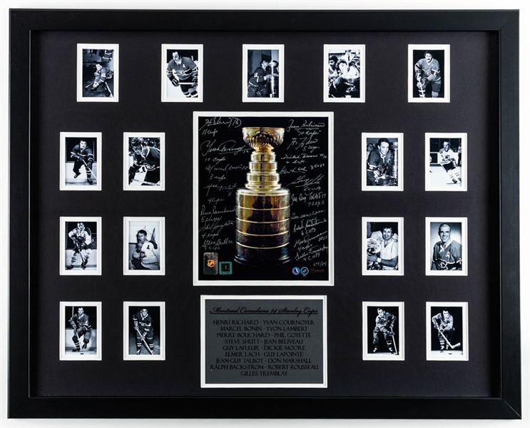 Montreal Canadiens “24 Stanley Cups” Multi-Signed Limited-Edition #24/24 Framed Photo Display including HOFers Beliveau, Lafleur, Lach and Henri Richard – LOA (24” x 30”)