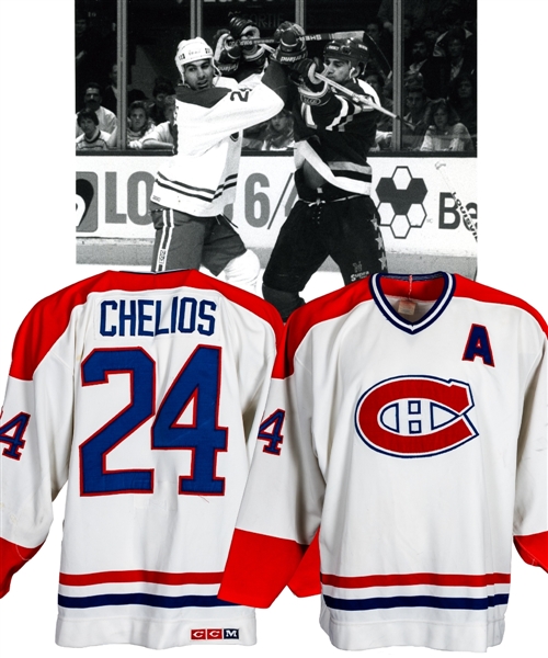 Chris Chelios 1989-90 Montreal Canadiens Game-Worn Alternate Captains Jersey - Team Repairs! 
