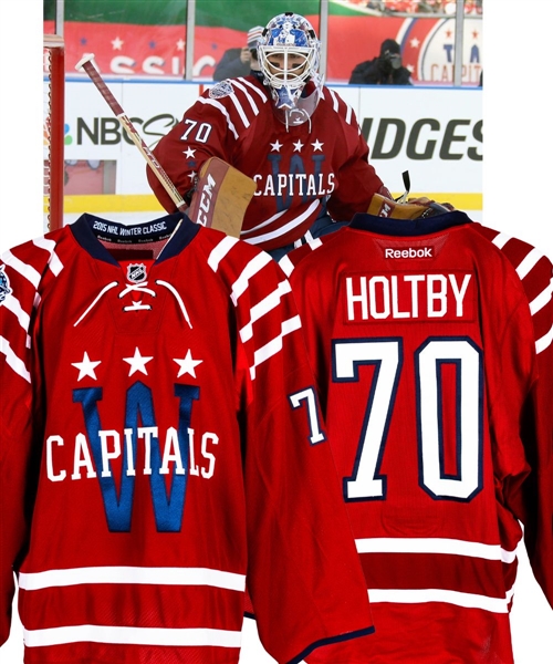 Braden Holtbys 2015 NHL Winter Classic Washington Capitals Warm-Up Worn Jersey with NHLPA LOA