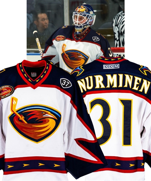 Pasi Nurminens 2003-04 Atlanta Thrashers Game-Worn Jersey with LOA - 5th Season & Dan Snyder Patches! 