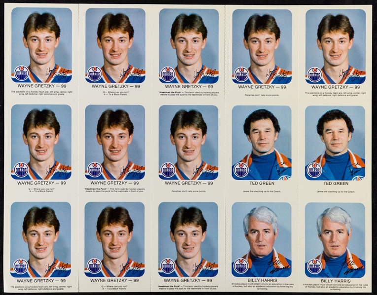 Edmonton Oilers 1981-82 to 1986-87 Red Rooster Sheets (11) Including Numerous Gretzky Cards