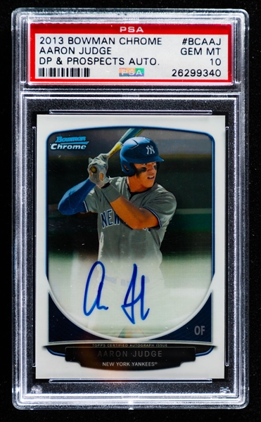 2013 Bowman Chrome Draft Picks and Prospects Autographs Baseball Card #BCA-AJ Aaron Judge – Graded PSA GEM MT 10