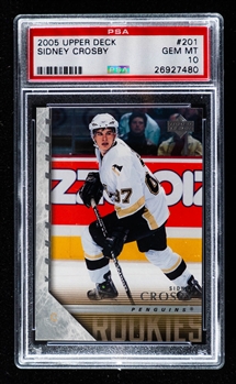 2005-06 Upper Deck Young Guns Hockey Card #201 Sidney Crosby Rookie – Graded PSA GEM MT 10