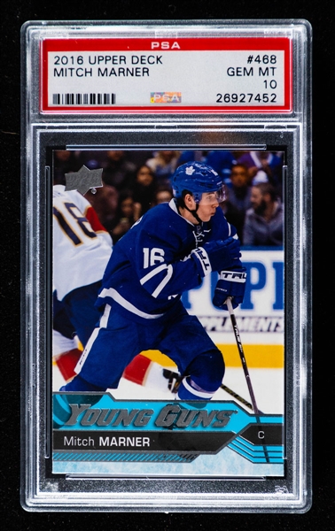 2016-17 Upper Deck Young Guns Hockey Card #468 Mitch Marner Rookie – Graded PSA GEM MT 10