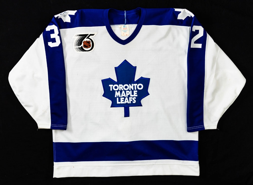 Mike Eastwoods 1991-92 Toronto Maple Leafs Signed Game-Worn Rookie Season Jersey - 75th Patch!