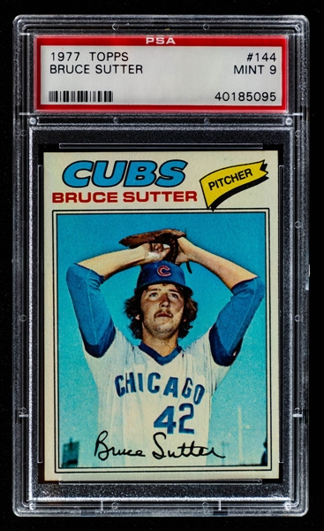 1977 Topps Baseball Card #144 HOFer Bruce Sutter Rookie - Graded PSA 9