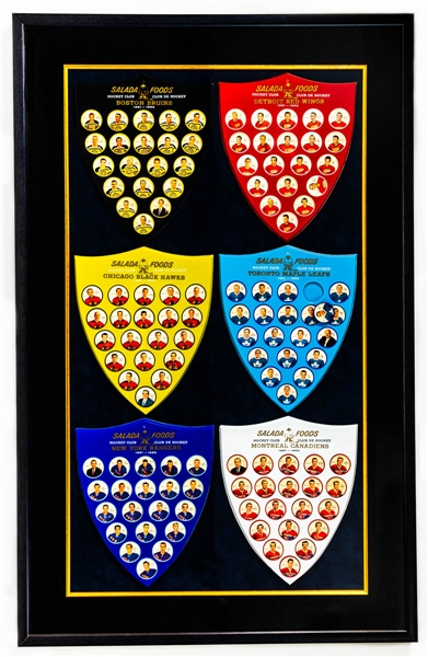 1961-62 Salada - Shirriff Hockey Coin Complete Set with Team Shields Framed Display