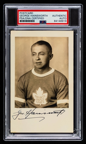 Deceased HOFer George Hainsworth Toronto Maple Leafs Signed Postcard – Graded PSA/DNA Authentic Auto 