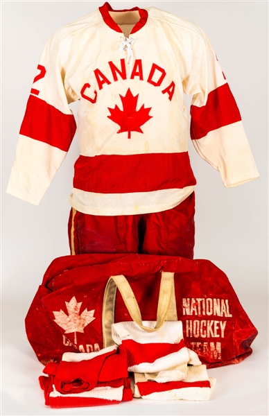 Terry OMalley 1960s Team Canada Game-Used Equipment Collection Including Jersey Attributed to 1969 World Hockey Championships 