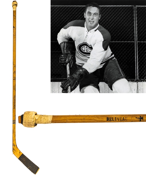 Jean Beliveaus Late-1950s Montreal Canadiens CCM Professional Game-Used Stick 