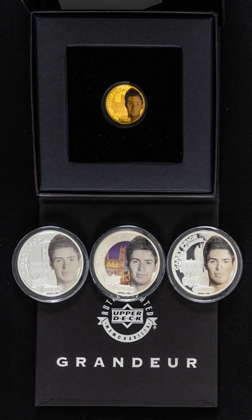 2016-17 Upper Deck Grandeur Carey Price 4-Coin Set Including 24K Gold Coin (#/100), Frosted Silver Coin (#/500), High Relief Silver Coin (#/1,000) and Silver Coin (#/5,000)