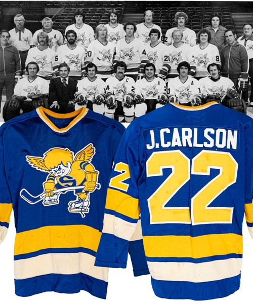 Jeff Carlsons 1975-76 WHA Minnesota Fighting Saints Game-Worn Jersey 