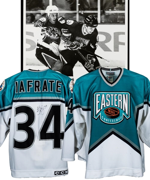 Al Iafrates 1994 NHL All-Star Game Eastern Conference Signed Game-Worn Jersey with NHL LOA Plus Stick Attributed to Have Been Used in the 1993 ASG Hardest Shot Competition