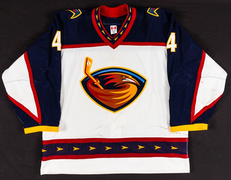 Chris Tamer’s 2002-03 Atlanta Thrashers Game-Worn Jersey with LOA - Team Repairs!