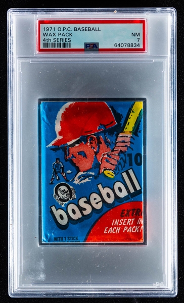 1971 O-Pee-Chee Baseball 4th Series Unopened Wax Pack - Graded PSA NM 7