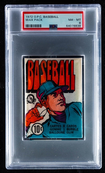 1972 O-Pee-Chee Baseball Unopened Wax Pack - Graded PSA NM-MT 8