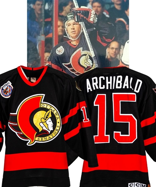 Dave Archibald’s 1992-93 Ottawa Senators Game-Worn Inaugural Season Jersey with Team COA! - Stanley Cup Centennial Patch! – Team Repairs!