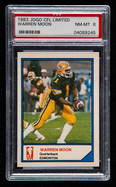 1983 Jogo CFL Limited Football Card - Warren Moon Rookie - Graded PSA 8