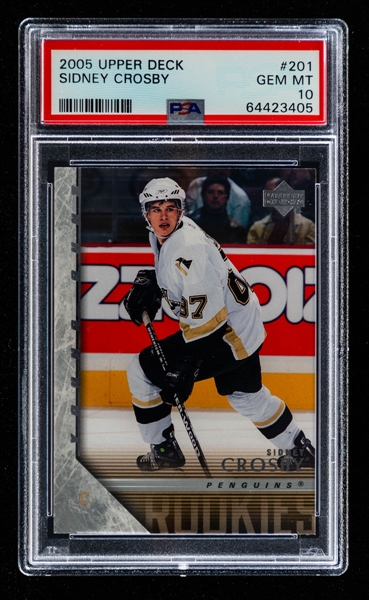 2005-06 Upper Deck Young Guns Hockey Card #201 Sidney Crosby Rookie - Graded PSA GEM MT 10