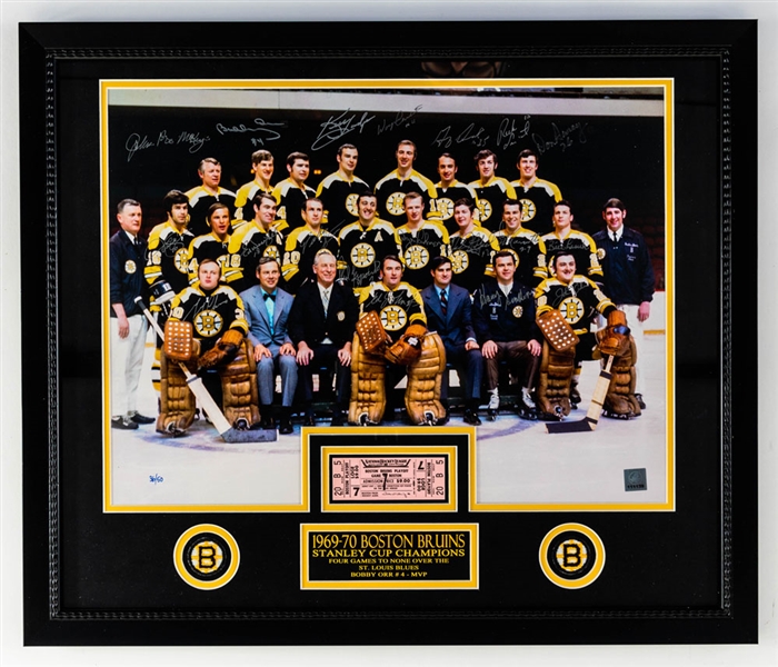 Boston Bruins 1969-70 Stanley Cup Champions Team-Signed Limited-Edition #36/50 Framed Display with COA (22" x 26")