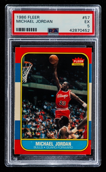 1986-87 Fleer Basketball Card #57 Michael Jordan Rookie - Graded PSA 5