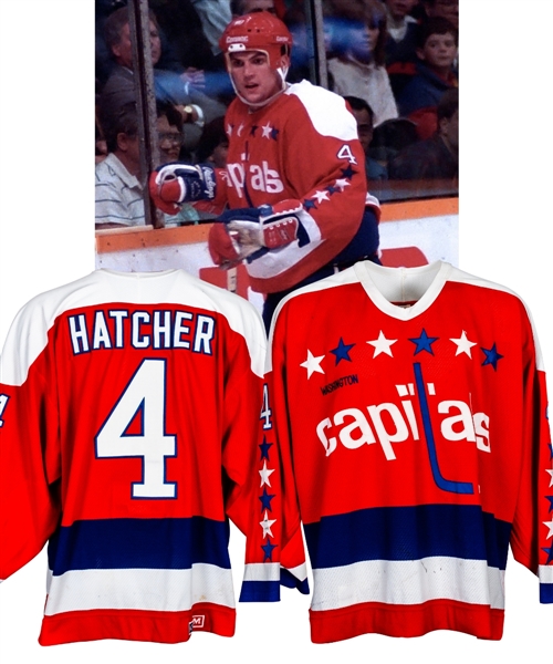 Kevin Hatchers Late-1980s Washington Capitals Game-Worn Jersey - Team Repairs!