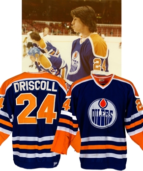 Peter Driscoll’s 1979-80 Edmonton Oilers NHL Inaugural Season Game-Worn Jersey with LOA - Edmonton 1904-1979 Patch! - Team Repairs!