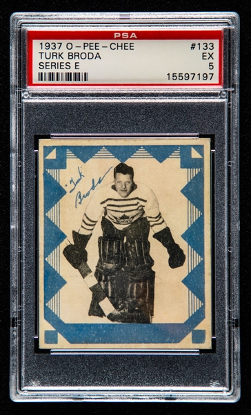 1937-38 O-Pee-Chee Series "E" (V304E) Hockey Card #133 HOFer Turk Broda - Graded PSA 5