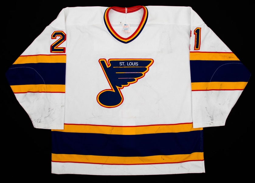Jeff Browns 1993-94 St. Louis Blues Signed Game-Worn Jersey with LOA - Nice Game Wear!