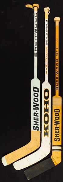 Gilles Meloches 1980s Minnesota North Stars Plus Tom Barrassos Late-1980s and Patrick Lalimes 1996-97 Pittsburgh Penguins Game-Used Sticks 