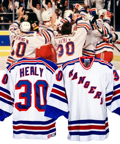 Glenn Healys 1993-94 New York Rangers Game-Worn Stanley Cup Finals Jersey with Team LOA - 1994 Stanley Cup Finals Patch!