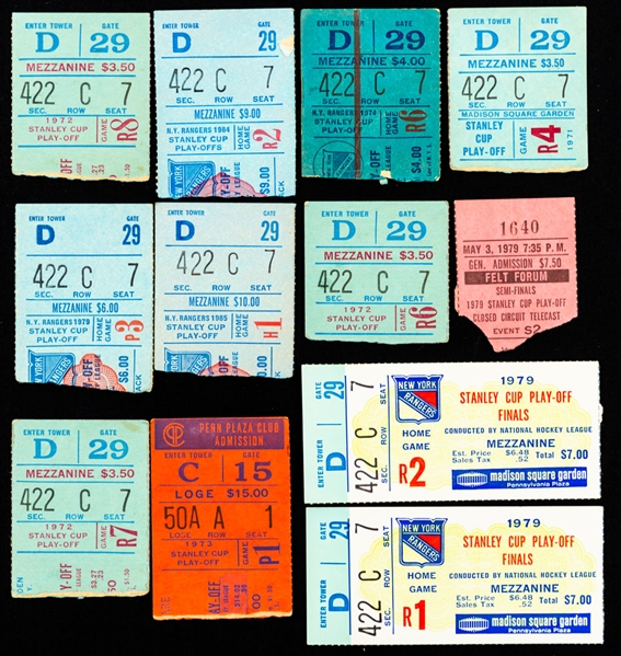 The Ultimate New York Rangers 1970s/80s Stanley Cup Playoffs Ticket Stub Collection of 54 including Full Runs for the 1972 and 1979 Stanley Cup Finals – Allen Abel Collection 