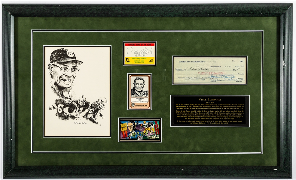 Deceased HOFer Vince Lombardi Signed 1957 Green Bay Packers Check Framed Display with JSA LOA (20" x 33 1/2")
