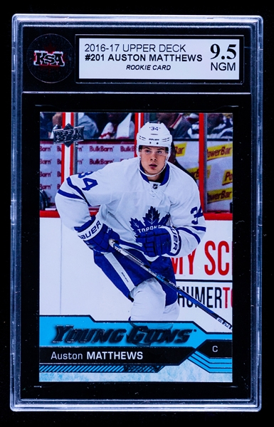 2016-17 Upper Deck Young Guns Hockey Card #201 Auston Matthews Rookie - Graded KSA 9.5