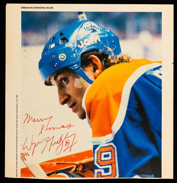 Wayne Gretzky Edmonton Oilers Signed 1988 Minor Hockey Program and Signed 1982 Dimanche-Derniere Picture with LOA 