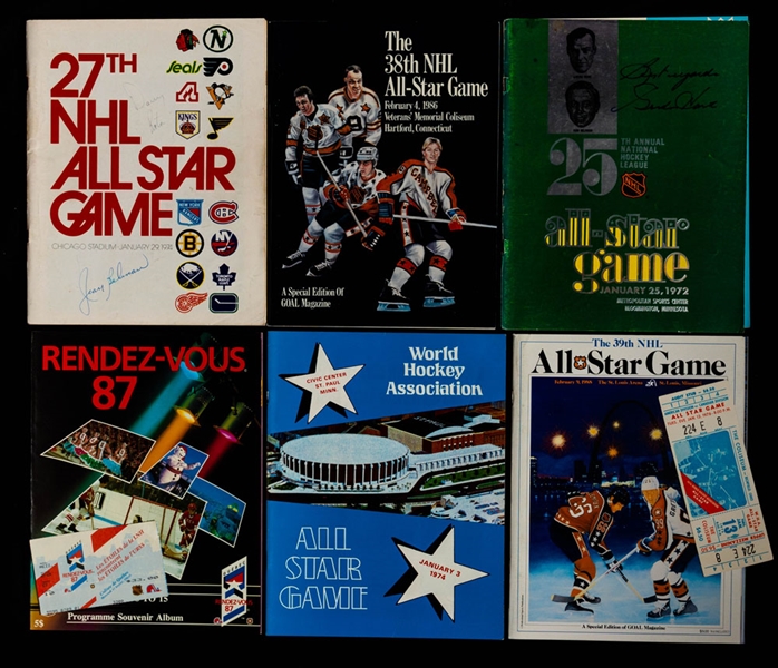 NHL All-Star Game 1972 to 2003 Programs (25) Plus WHA All-Star Game 1973 to 1977 Programs (5) and 1979 WHA All-Stars vs USSR Program