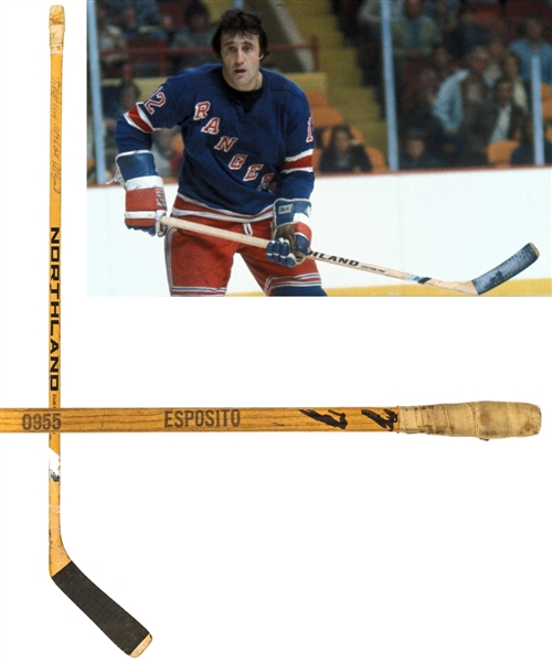 Phil Espositos Late-1970s Early-1980s New York Rangers Signed Northland Custom Pro Game-Used Stick