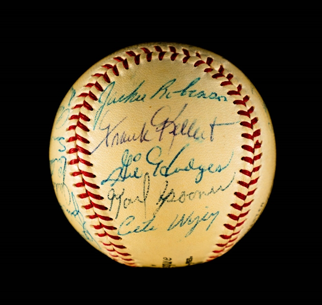 Brooklyn Dodgers 1955 World Series Champions Team-Signed Official National League Warren Giles Baseball with PSA/DNA LOA - Includes Jackie Robinson (Twice), Walt Alston, Sandy Koufax and Gil Hodges
