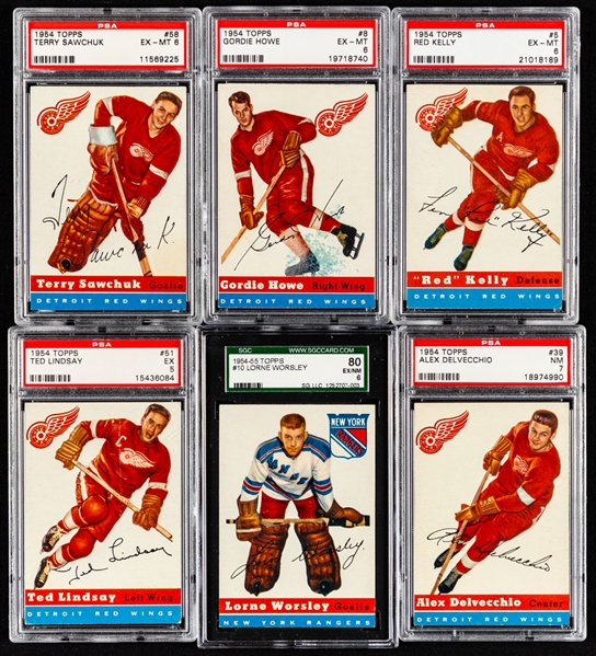 1954-55 Topps Hockey Complete Graded 60-Card Set Including 51 PSA-Graded Cards - Most Cards Graded EX 5 or Better