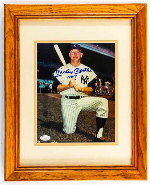 Deceased HOFer Mickey Mantle Signed Framed Photo with JSA LOA (13" x 16")