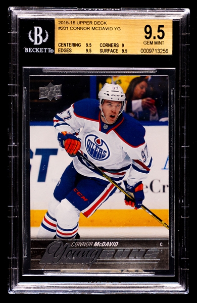 2015-16 Upper Deck Young Guns Hockey Card #201 Connor McDavid Rookie - Graded Beckett GEM MINT 9.5