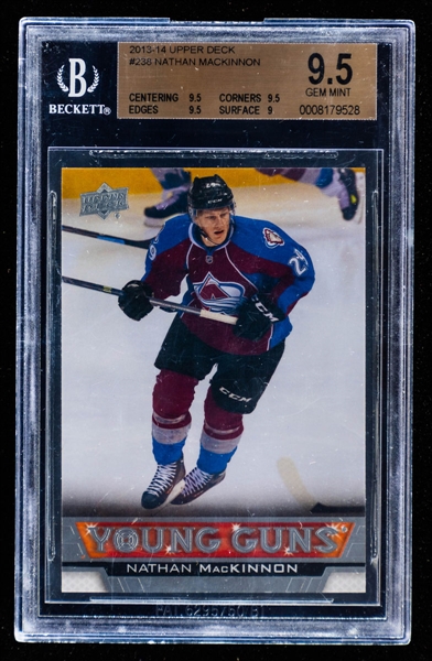 2013-14 Upper Deck Young Guns Hockey Card #238 Nathan MacKinnon Rookie - Graded Beckett GEM MINT 9.5