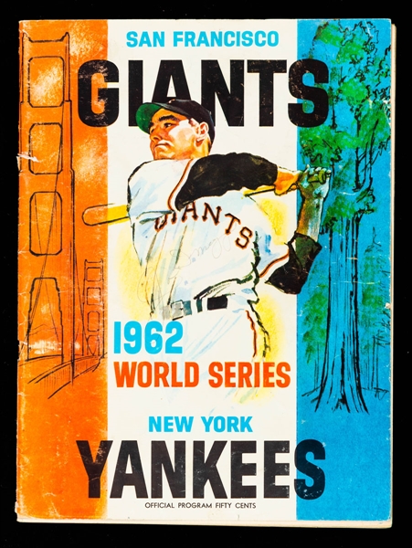 Deceased HOFers Joe DiMaggio & Willie McCovey and HOFer Orlando Cepeda Signed 1962 World Series Program with JSA LOA