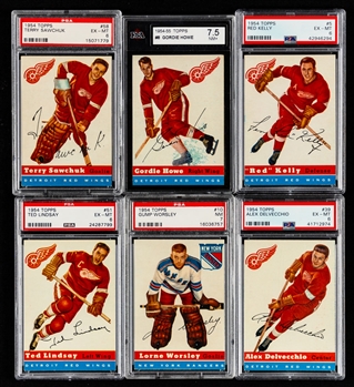 1954-55 Topps Hockey Complete Graded 60-Card Set Including 56 PSA-Graded Cards - Most Cards Graded EX-MT 6 or Better